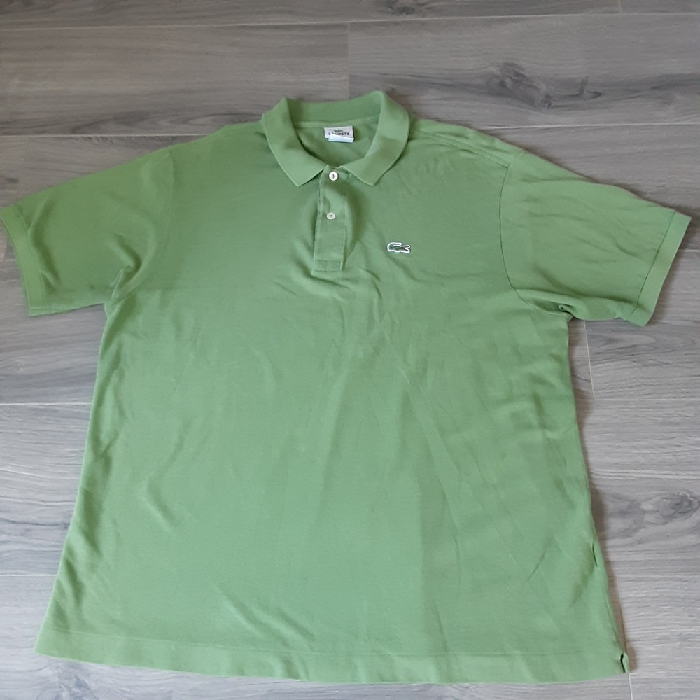 Lacoste Mens Green Cotton Pique Short Sleeve Polo Shirt Size 7/2XL